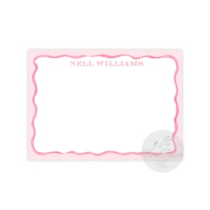 Ensemble de papeterie vague rose bicolore | Ensemble de papeterie | Papeterie aquarelle | Cartes de correspondance personnalisées | Cadeau personnalisé | Papeterie pour filles preppy