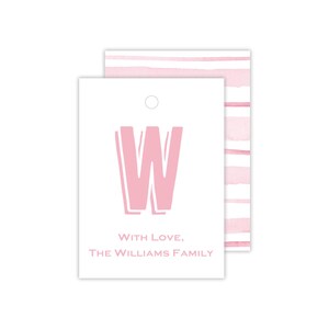 Rosa Monogramm Geschenkanhänger gestreift | Individuelle Geschenkanhänger | Individuelles Geschenk | Aquarell Geschenkanhänger | Aquarell Streifen | Kundenspezifisches Geschenk