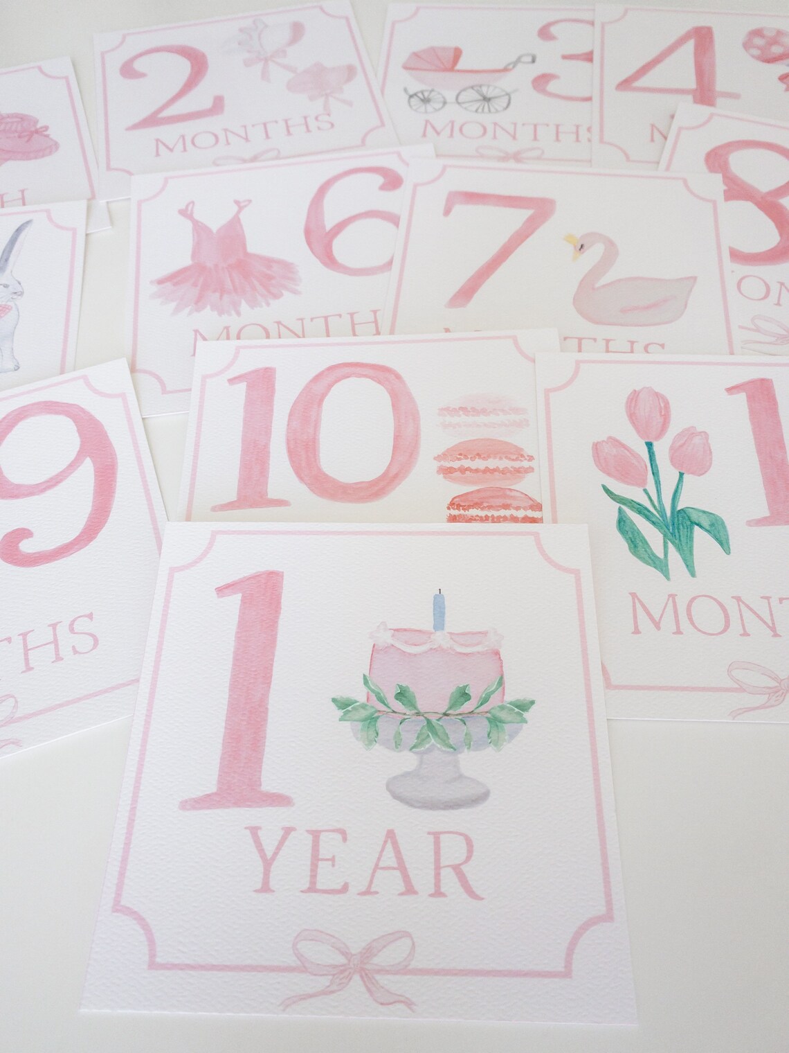 NEW Baby Girl Watercolor Milestone Cards | Month Cards | Milestone ...