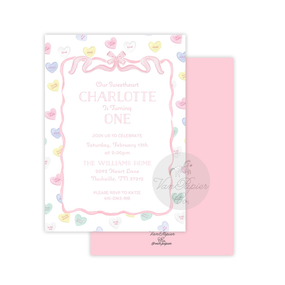 Watercolor Sweetheart Birthday Invitation valentine's Birthday ...