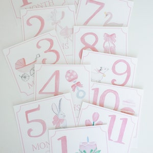 NEW Baby Girl Watercolor Milestone Cards | Month Cards | Milestone ...