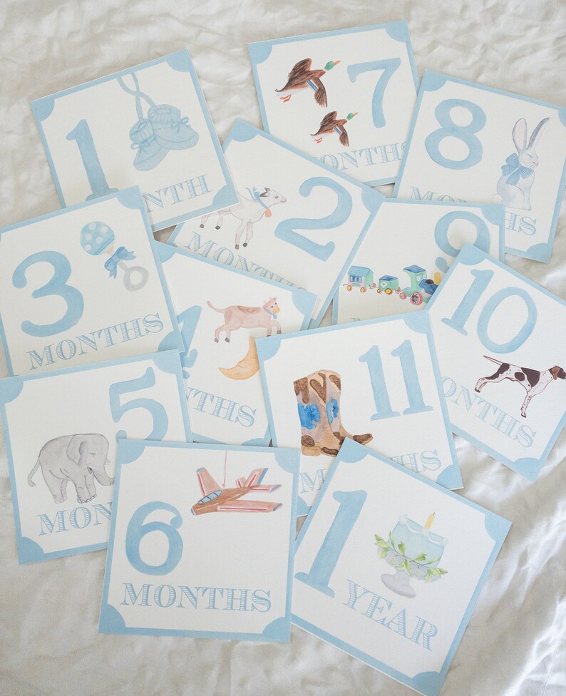 NEW Boy Watercolor Milestone Cards | Baby Boy | Preppy | Classic | Baby ...