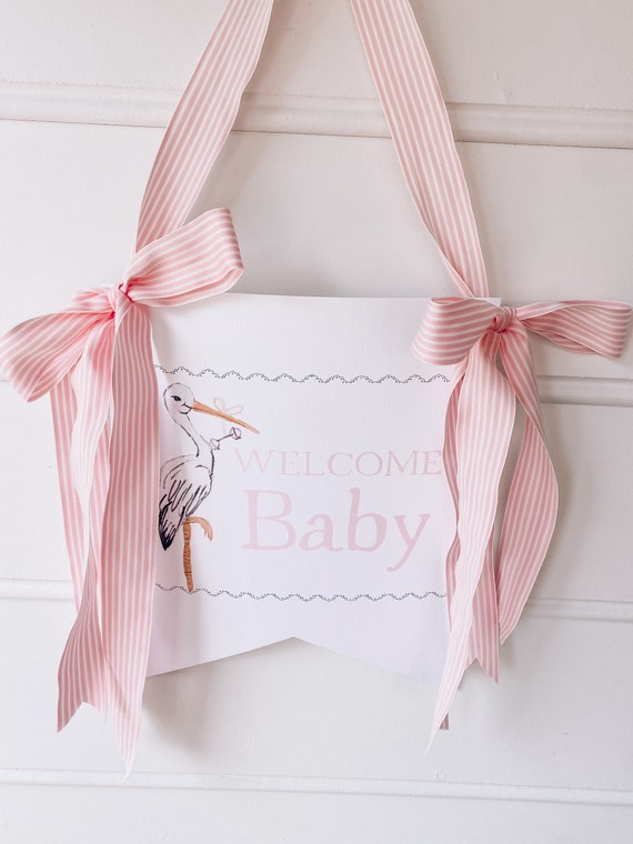Watercolor Welcome Baby Sign - Boy or Girl | Welcome Baby Door Sign | Baby Hospital Sign | Shower Gift | Watercolor Welcome Baby Banner