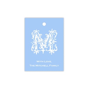 Blue Initial Monogram Gift Tags | Calling Cards | Monogram | Enclosure Cards | Floral Initial | Gift Tags | Ornamental Initial