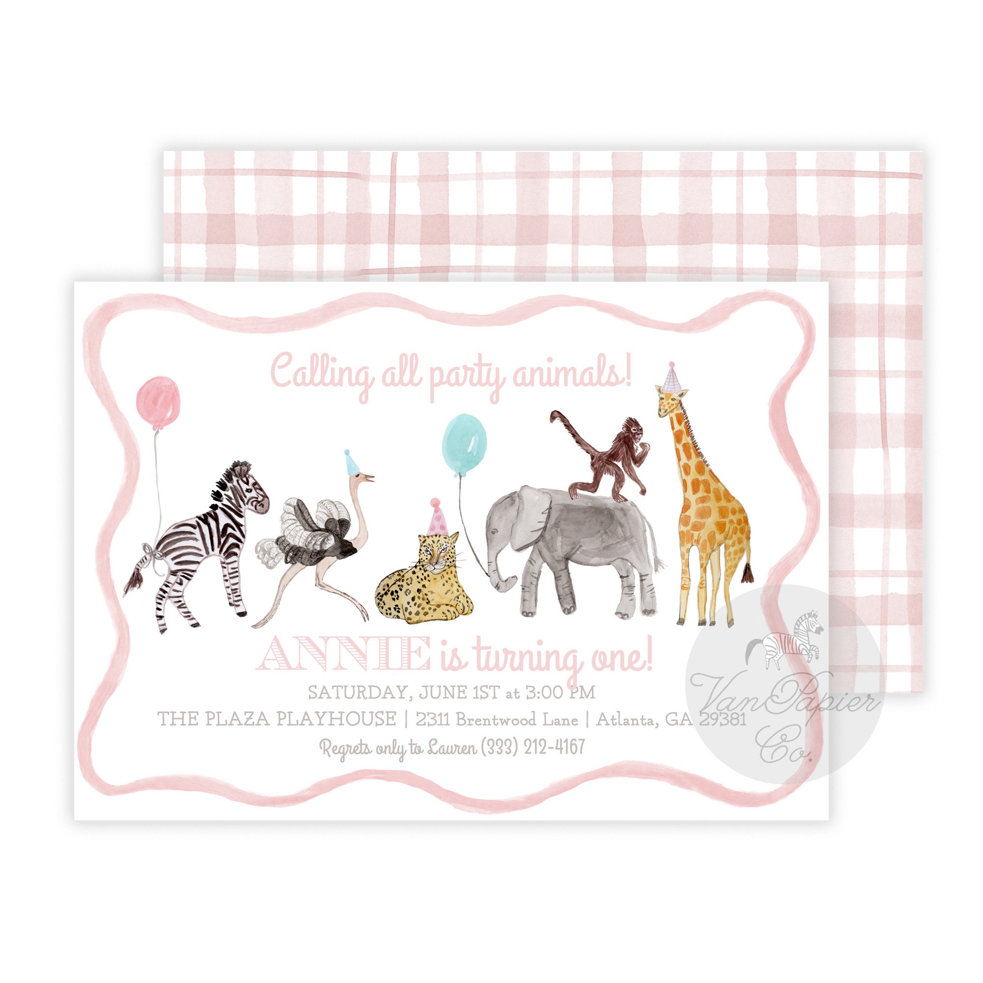 Girls Party Animals Birthday Invitation Party Animals - Etsy