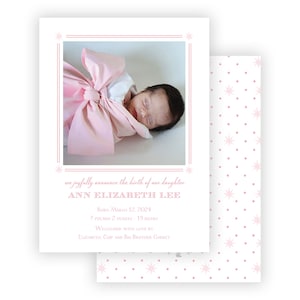 Anuncio de nacimiento de bebé con punto de estrella rosa, Anuncio de nacimiento, Anuncio de nacimiento de bebé, Anuncio de nacimiento de niña clásico, Niña