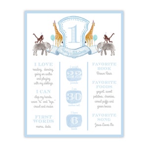 Cartel de hitos de animales de fiesta / Cumpleaños de animales de fiesta / Cumpleaños de Safari / Primer cumpleaños / Cartel del primer hito / 1er hito