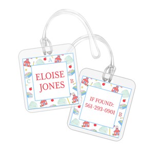 Étiquette pour sac d'école | étiquette à bagage florale liberty | étiquette à bagage BCBG | étiquette de sac BCBG | étiquette sac à dos | étiquette de sac personnalisée | stratifié