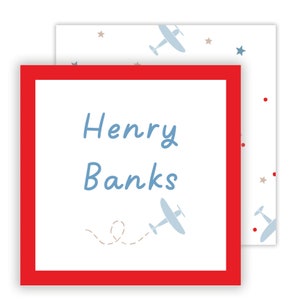 Airplane Calling Cards | Monogram | Boy | Enclosure Cards | Children&#39;s Calling Cards | Airplane Calling Cards | Customizable