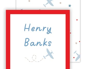 Airplane Calling Cards | Monogram | Boy | Enclosure Cards | Children's Calling Cards | Airplane Calling Cards | Customizable