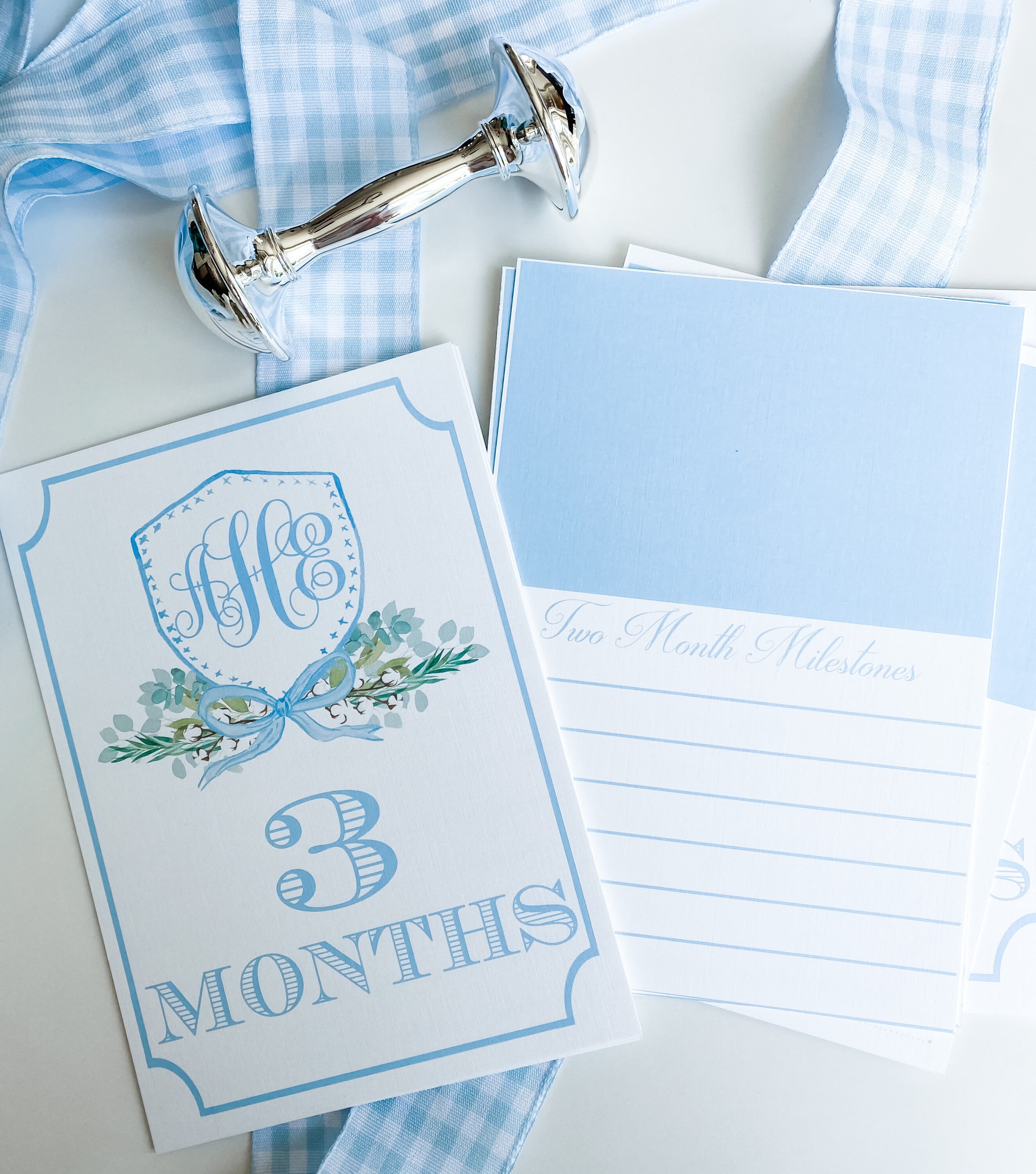 Boy's Watercolor Monogram Crest Milestone Set | Monthly Cards | Baby ...