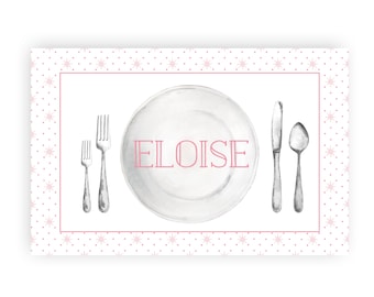 Kids Placemat | Laminated Placemat | Personalized Placemat for Kids | Learning Letters Placemat | Pink Dot Placemat | Letter Tracing