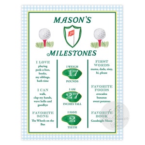 Golf Themed Milestone Poster | Master&#39;s Birthday | Golf Themed Birthday | First Birthday | First Birthday Milestone Poster | 1st Milestones