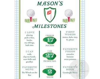 Golf Themed Milestone Poster | Master's Birthday | Golf Themed Birthday | First Birthday | First Birthday Milestone Poster | 1st Milestones