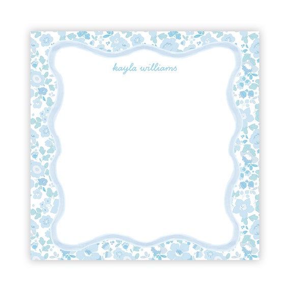 Custom Script Notepad | Blue Liberty Floral Notepad | Custom Notepad | Monogrammed Notepad | Custom Gift | Gift for Giftbox | Personal Gift