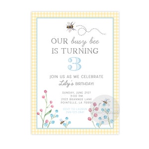 Busy Bee Birthday Invitation | Bee Birthday | Birthday Invitations | Bee Themed Birthday | Custom Birthday Invitation