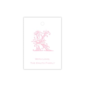 Pink Floral Initial Monogram Gift Tags | Calling Cards | Monogram | Enclosure Cards | Floral Initial | Gift Tags | Ornamental Initial