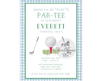 Watercolor Golf Par-Tee Birthday Invitation | 3rd Birthday | First Birthday|  Golf Birthday Invitations | Birthday Invitations | Golf Party