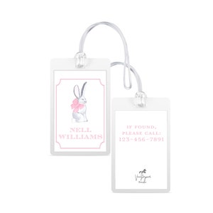Girls  Watercolor Bag Tag - Rabbit | diaper Bag Tag | stroller bag tag | girls bag tag | luggage tag | personalized gift | shower gift