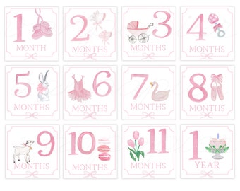 NEW Baby Girl Watercolor Milestone Cards | Month Cards | Milestone Cards | Baby Shower Gift | Girl Milestones | New Mom | Monthly Milestones