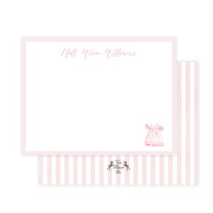 Ensemble de papeterie robe rose | Cartes de correspondance bébé fille | Papeterie personnalisée | cartes de correspondance plates personnalisées | Papeterie bébé fille | Cadeau baby shower fille