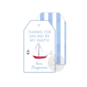 Sail Away Gift Bag Tags | Digital File  or Printed Tags | Customizable Goody Bag Tags | Nautical party