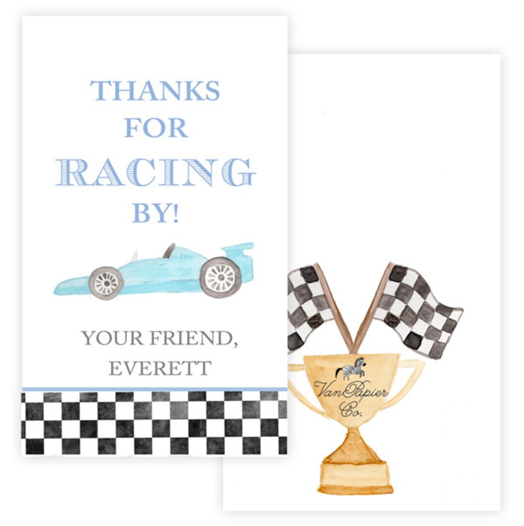 Watercolor Race Car Party Favor Tags | Racing Favor Tags | Watercolor ...