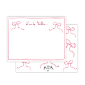 Aquarell Bögen Briefpapier Set | Aquarell Bögen | Personalisiertes Briefpapier Benutzerdefinierte flache Grußkarten | Rosa Schleifen Briefpapier | Mädchen Briefpapier