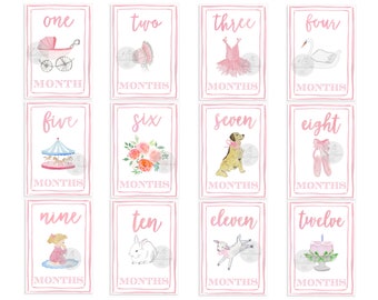 Girl Watercolor Milestone Cards - Southern Belle  | Month Cards | Milestone Cards | Baby Shower | Baby Milestones | Shower Gift | Milestones