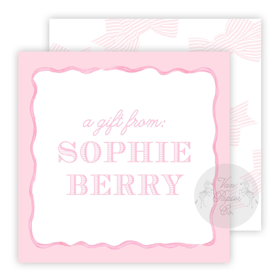 Pink Striped Bow Calling Cards | Custom Gift Tags | Gift Enclosure ...
