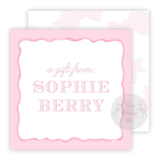 Pink Striped Bow Calling Cards | Custom Gift Tags | Gift Enclosure Cards | Calling Cards | Boys Gift Tags | A Gift From Tags