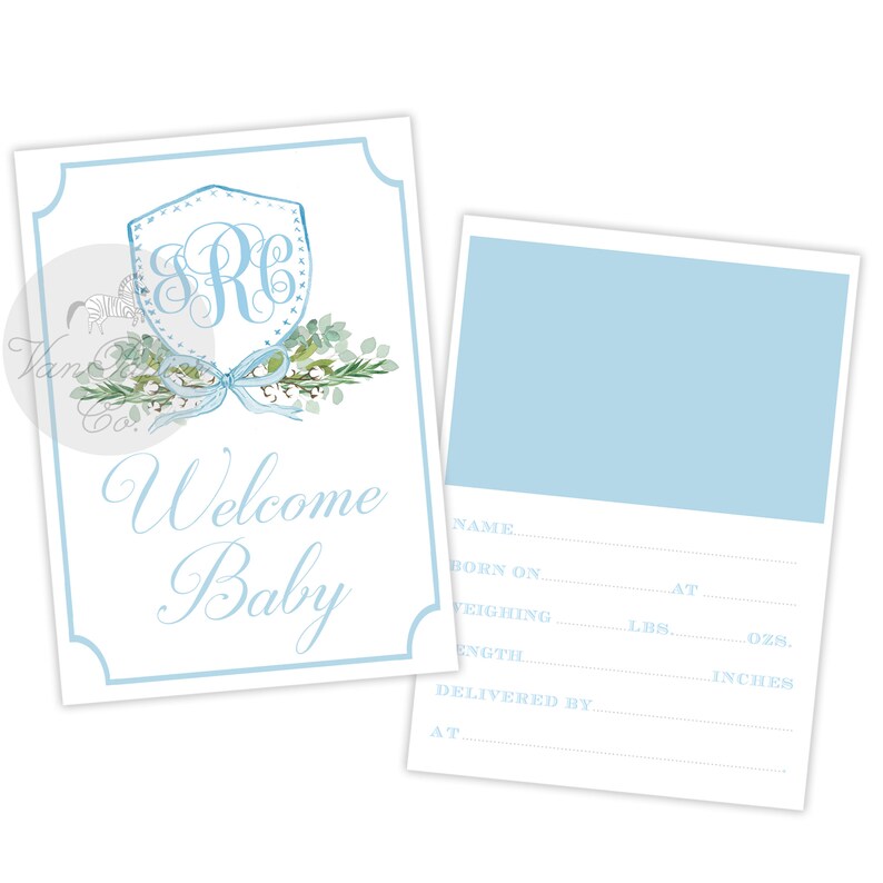 Boy's Watercolor Monogram Crest Milestone Set | Monthly Cards | Baby ...