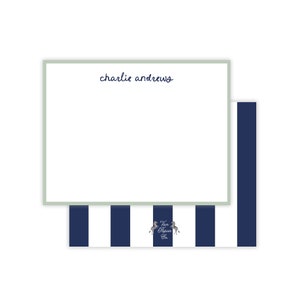 Ensemble de papeterie rayé bleu marine | Ensemble de papeterie | Papeterie à rayures larges | Papeterie personnalisée | de correspondance plats | Garçon BCBG | Cartes de correspondance pour garçons