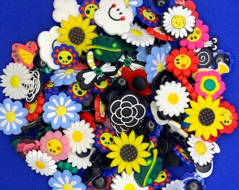 green pink pretty Spring yellow teenager flower orange Shoe Charms for rubber clog shoes Large Flowers Summer charms for teens
