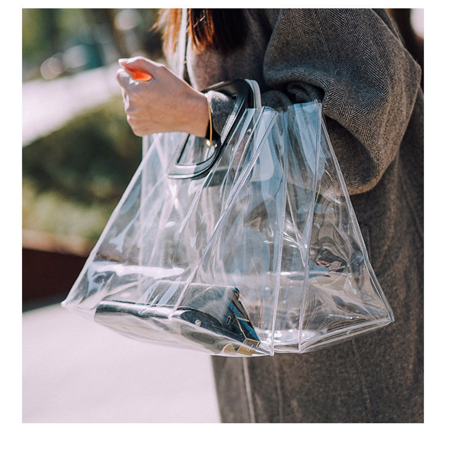 Clear Tote Bag Transparent pvc handbag plastic packaging bag Etsy