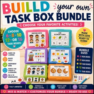 Build Your Own Task Box Bundle | Autism Learning Activities | ABA Therapy | Speech Therapy | Preschool | Kindergarten | Homeschool
