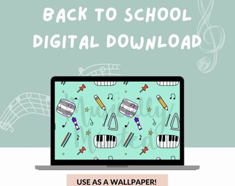 Back to School Pattern DIGITAL DOWNLOAD | Google Slide, Desktop Background, Wallpaper, Music Room, Music Education, Music Therapy