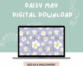 Daisy May Pattern DIGITAL DOWNLOAD | Google Slide, Desktop Background, Wallpaper, Music Room, Music Education, Music Therapy, Music Image