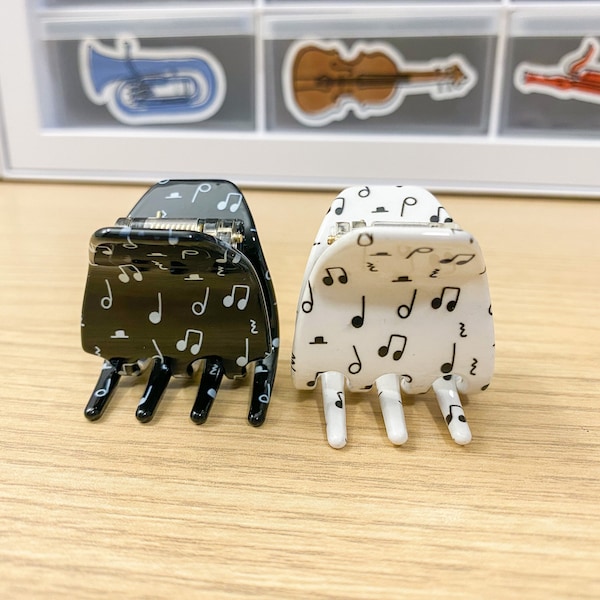 Duo de clips pour notes de musique | Pince à cheveux musique, accessoires pour professeur de musique, style professeur de musique, tenue de musique pour le primaire, tenue de professeur de musique