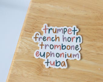 Brass Instruments Sticker | Brass Sticker, Band Student, Band Teacher, Band Class, Band Camp, Brass Instrument, Music Teacher, Music Class