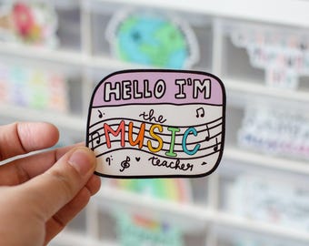 音楽教師用ネームタグマグネット | 音楽教師、音楽教育者、小学校音楽教育、小学校音楽、音楽にインスパイアされたギフト