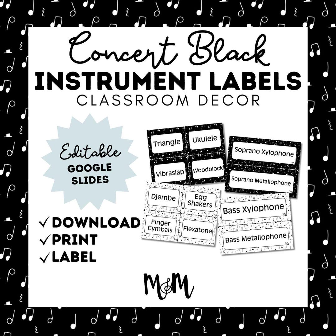 Label Instruments Template Concert Black: Instrument Labels DIGITAL DOWNLOAD - Etsy