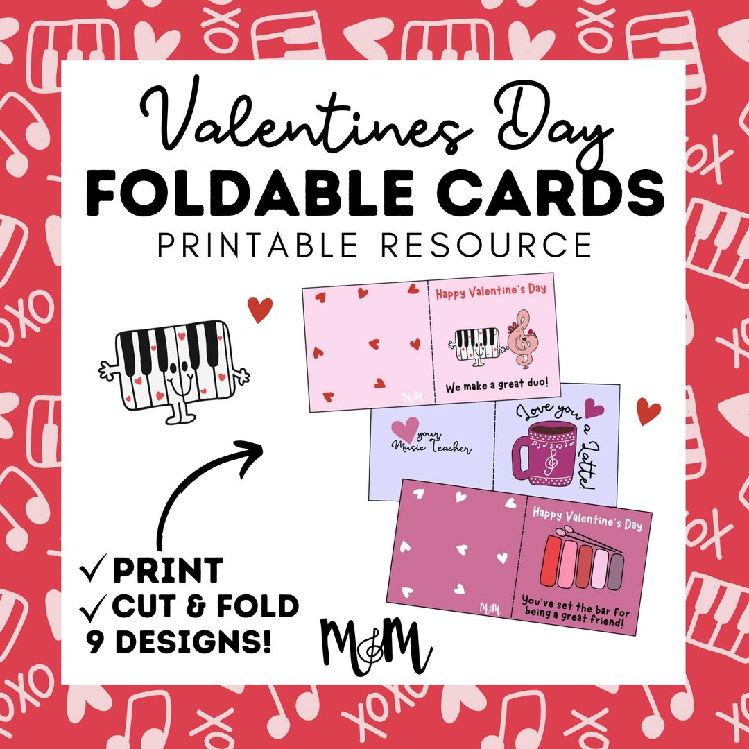 Valentines Day | Foldable Cards | Music Teacher Printable Valentines ...