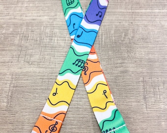Abstract Rainbow Lanyard | Keys Lanyard, Music Teacher Lanyard, Music Education Lanyard, Music Educator, ID Badge Holder, Graduation Gift