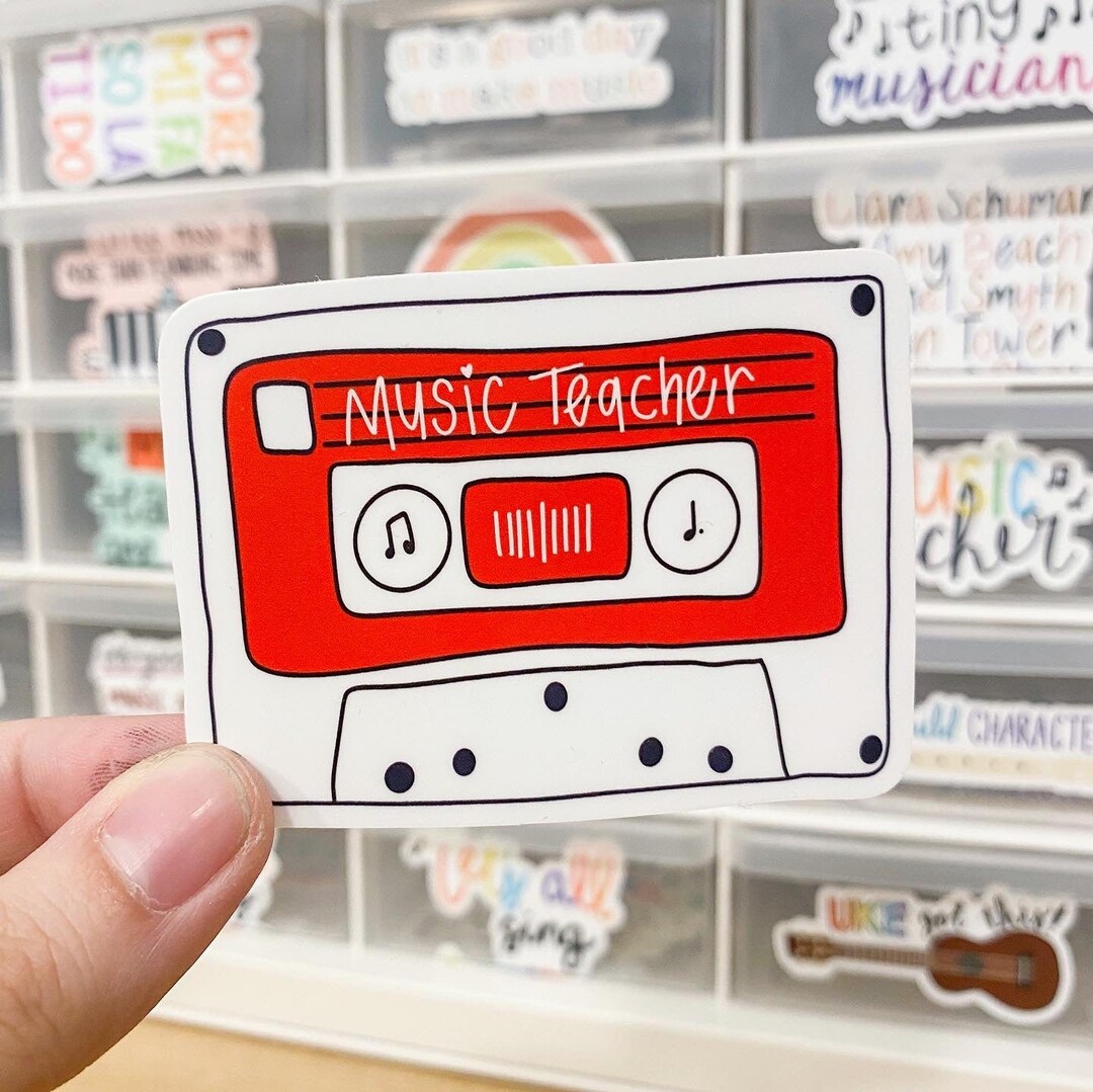 Music Teacher Cassette Tape Sticker Music Teacher, Music Educator ...