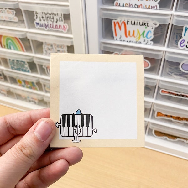 Peyton the Piano - Character Sticky Notes, Teacher Notes, Music Teacher Gift, Teacher Stationary, Music Educator, Sticky Notes