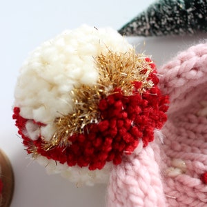 Dearlove Red Dahlia Color Block Pom Pom Decor Chunky Knitted Christmas Hat