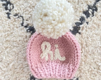 BUNDLE PINK + BLUE Hi chunky knit wool beanie | baby, toddler, children’s beanies | newborn baby announcement | gender reveal |