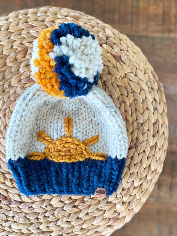 Hand Knit Sunshine Beanie |wool Blend Knit Pom Pom Beanie  display picture 1