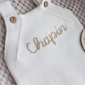 Hand embroidered knit baby romper customized baby gift newborn baby toddler name romper baby shower coming home outfit image 6